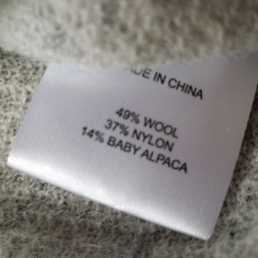 Quince Baby Alpaca Wool Diamond Stitch Crew Light Gray Sweater Medium NWT - Picture 9 of 12